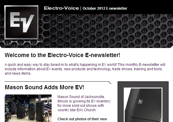 Electro Voice eNews, January 2013